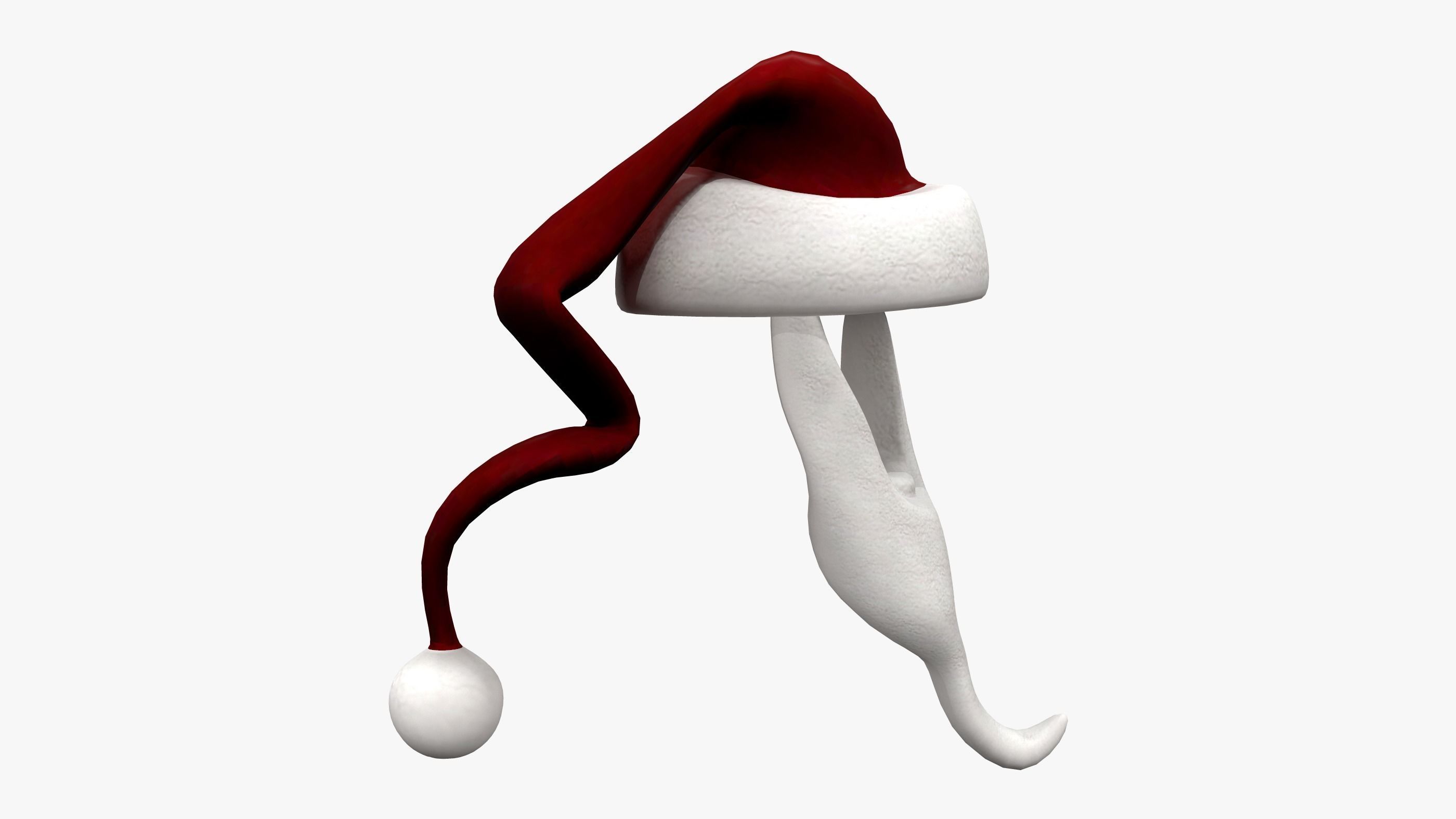 Plush Xmas Beard and Hat Low-poly 3D model_3