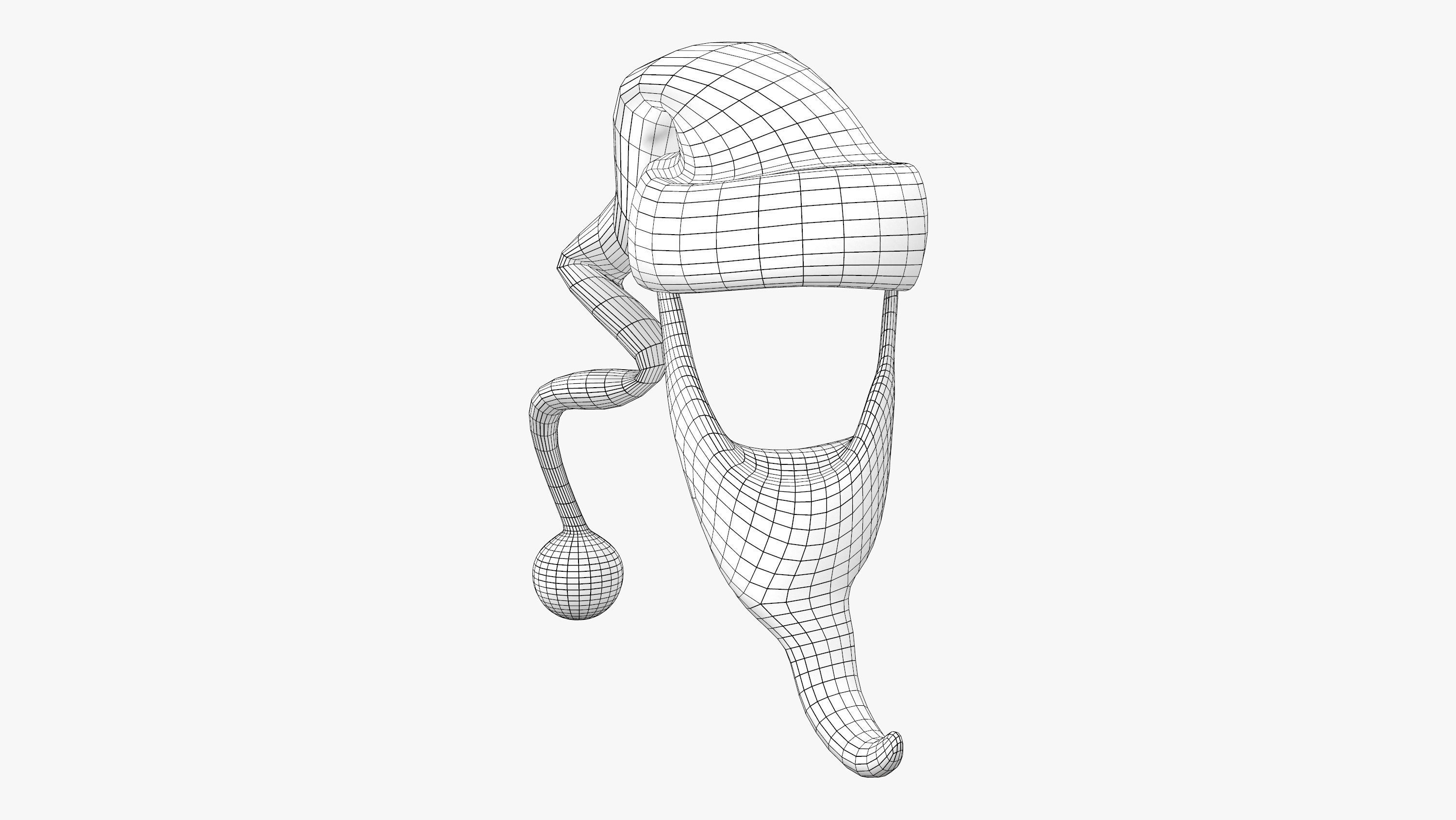 Plush Xmas Beard and Hat Low-poly 3D model_4