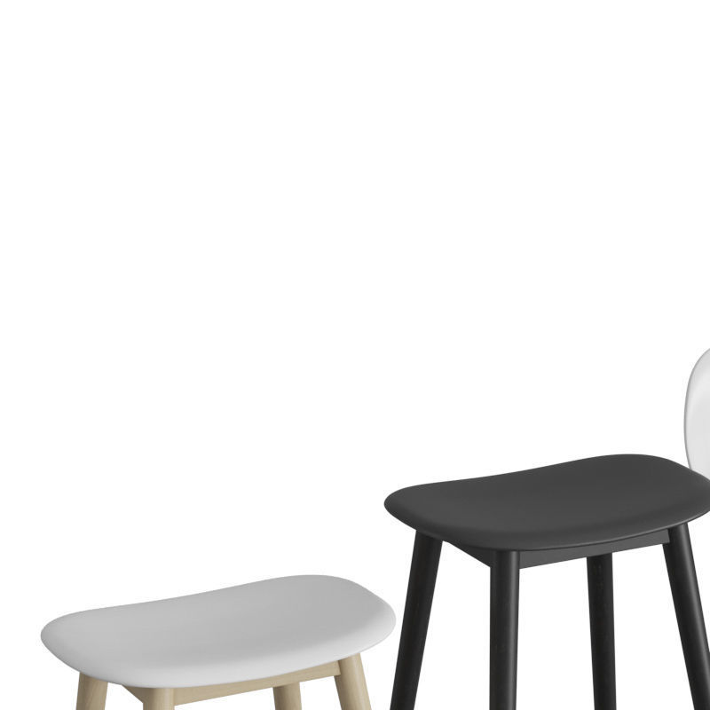 Fiber Bar Stool Wood Base 3D model_1
