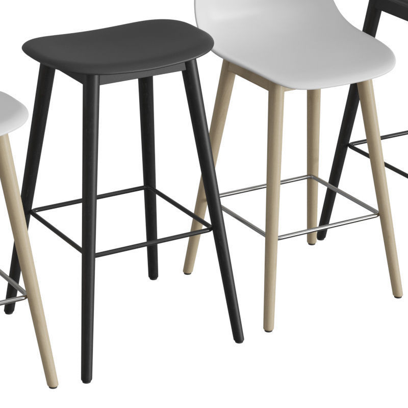 Fiber Bar Stool Wood Base 3D model_3
