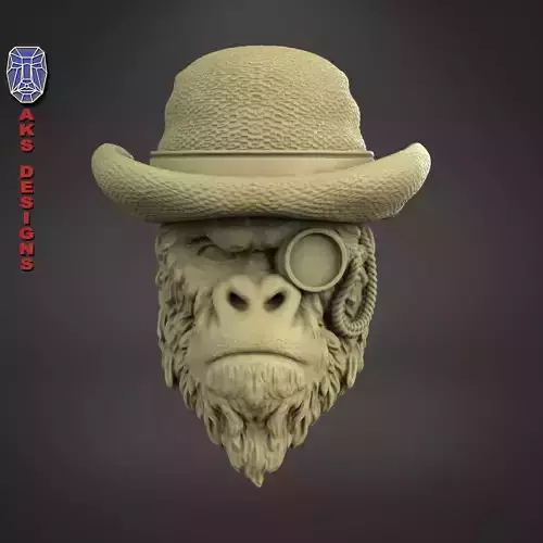 Gentlemen Gorilla Bas relief Art for CNC and jewelry