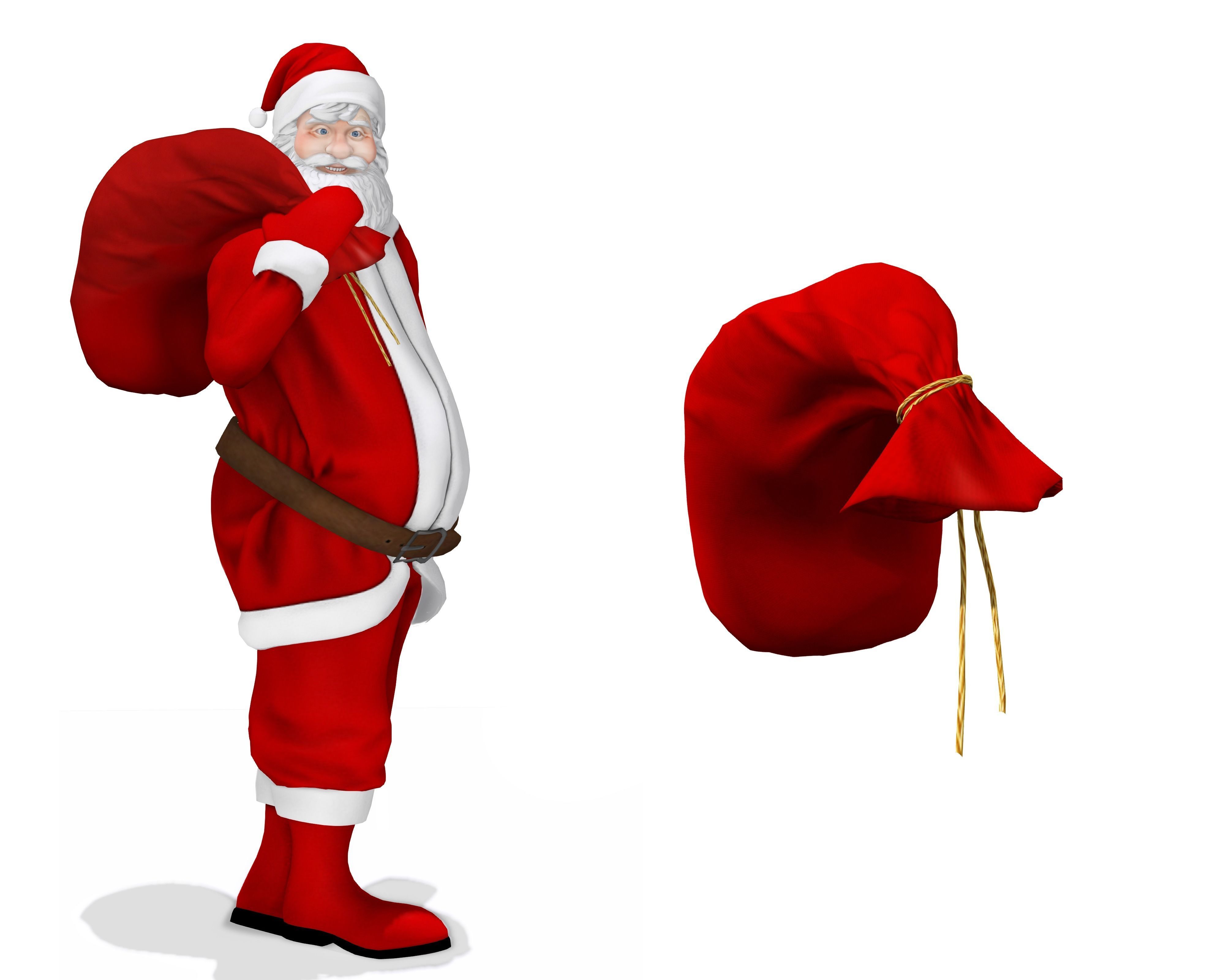 Xmas Sack Over The Shoulder Low-poly 3D model_2