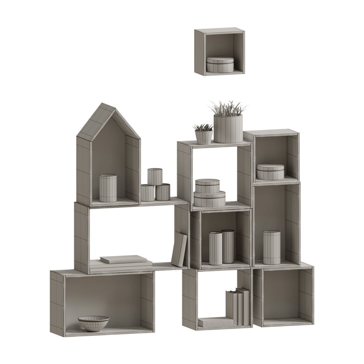 Wooden shelves 2 3D model_2