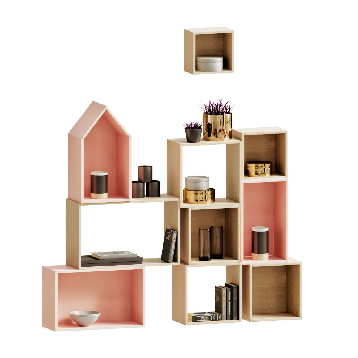 Wooden shelves 2 3D model_1