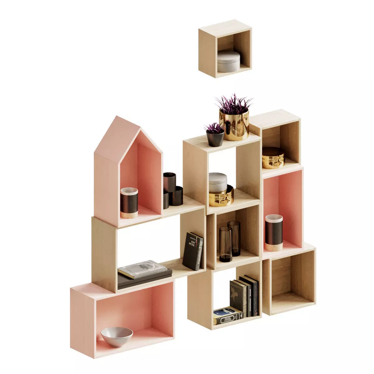 Wooden shelves 2 3D model_0