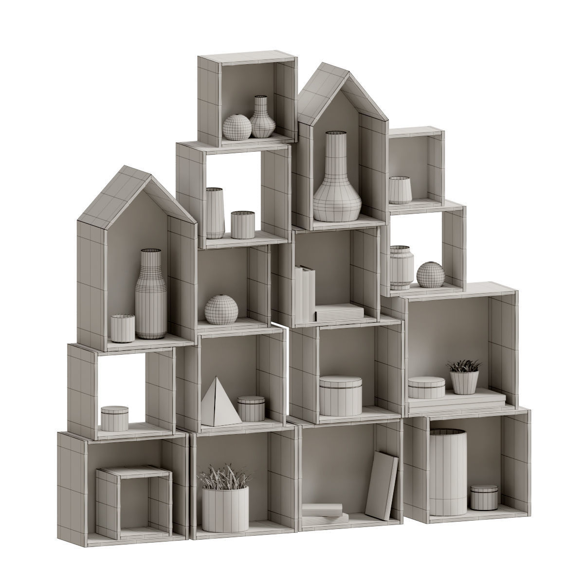 SET OF WOODEN SHELVES 3D model_2