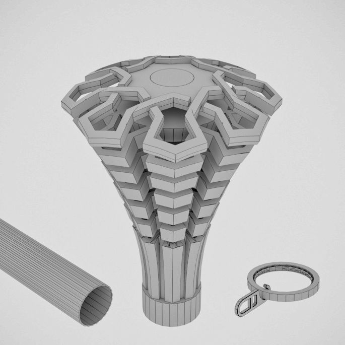 Finial for curtain rods 3D model_3