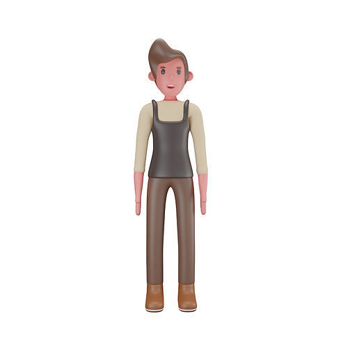 BARISTA 2 man in apron Low-poly 3D model