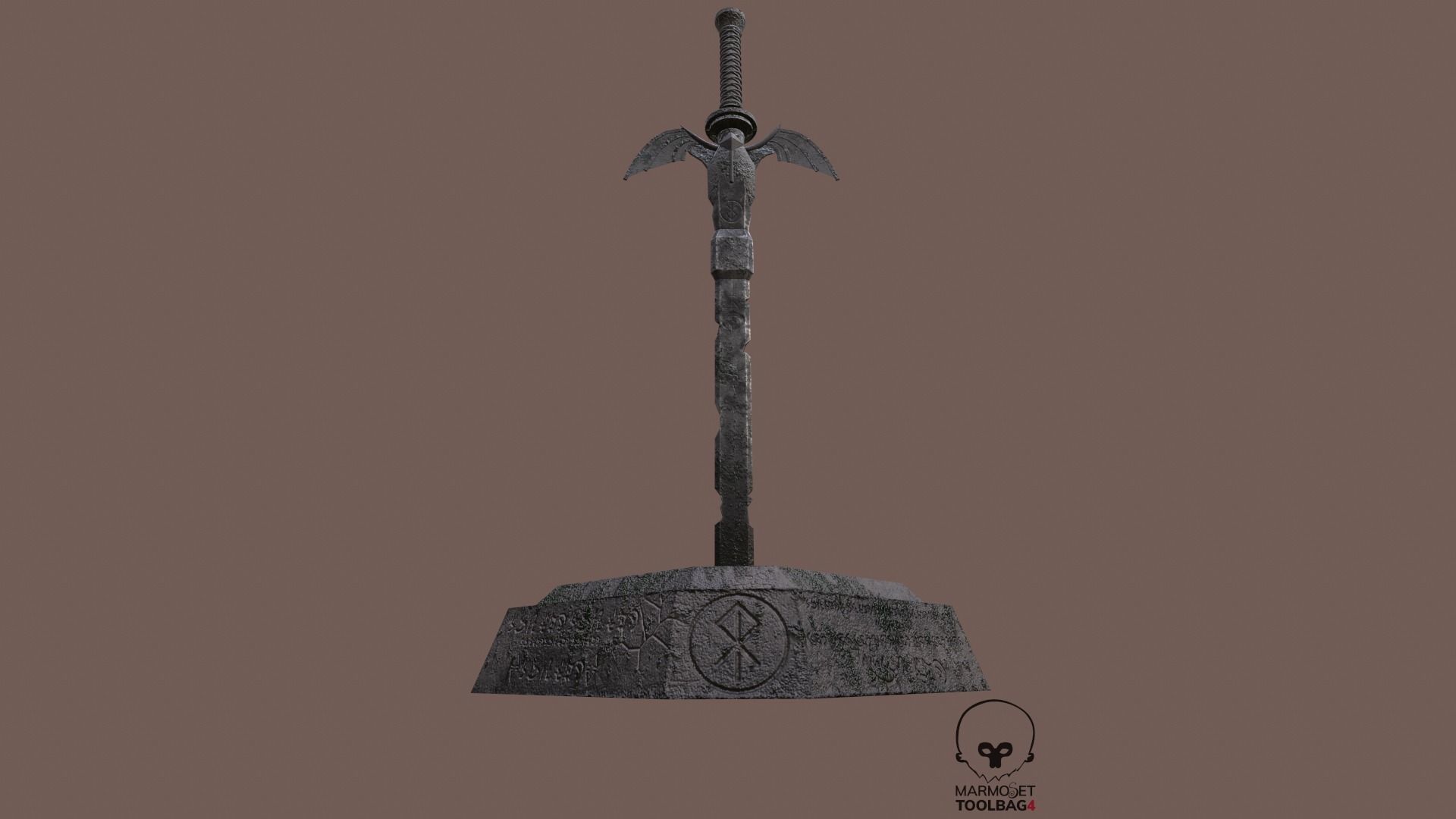  Demon Sword Statue Free low-poly 3D model_13