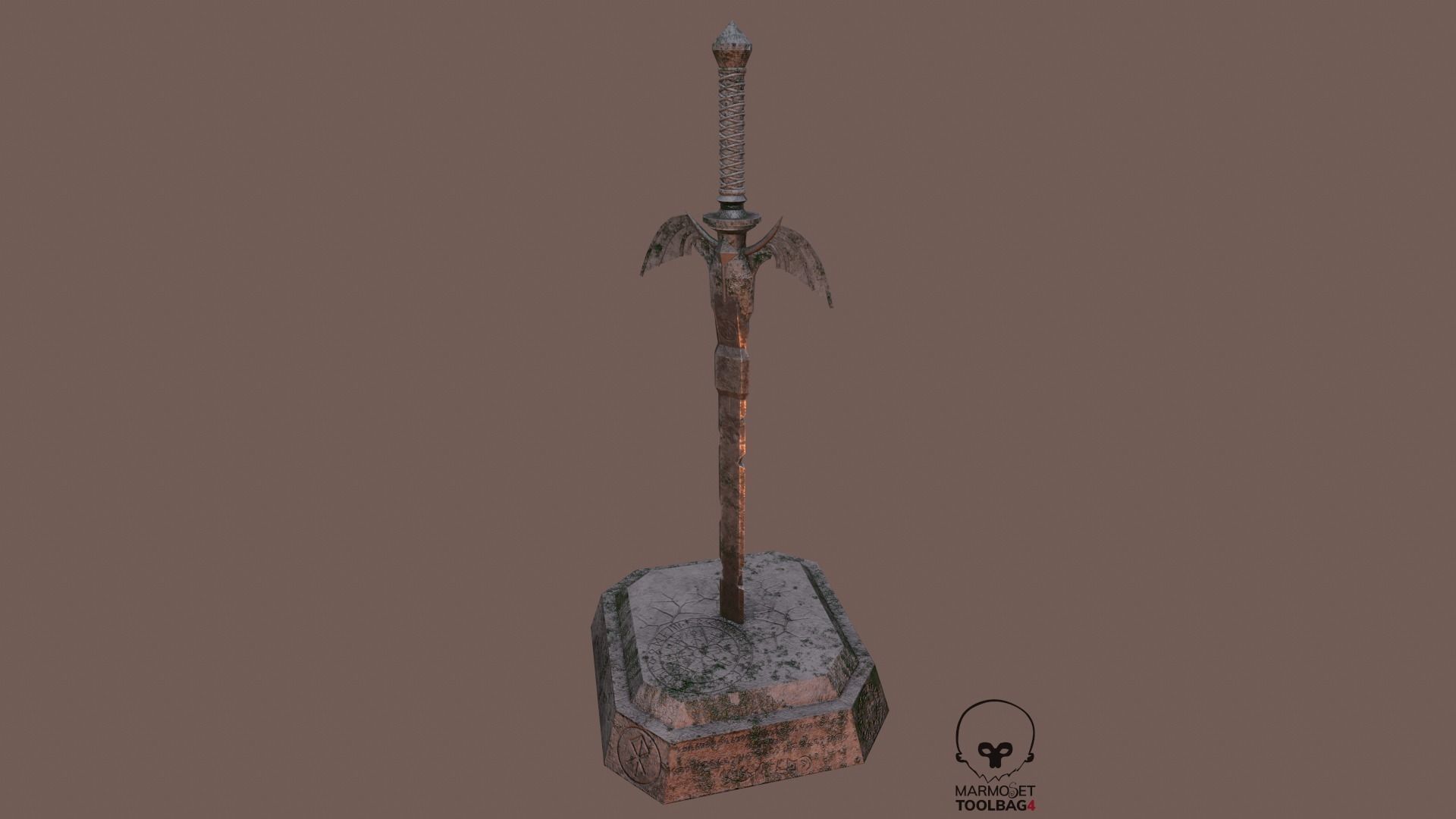  Demon Sword Statue Free low-poly 3D model_2