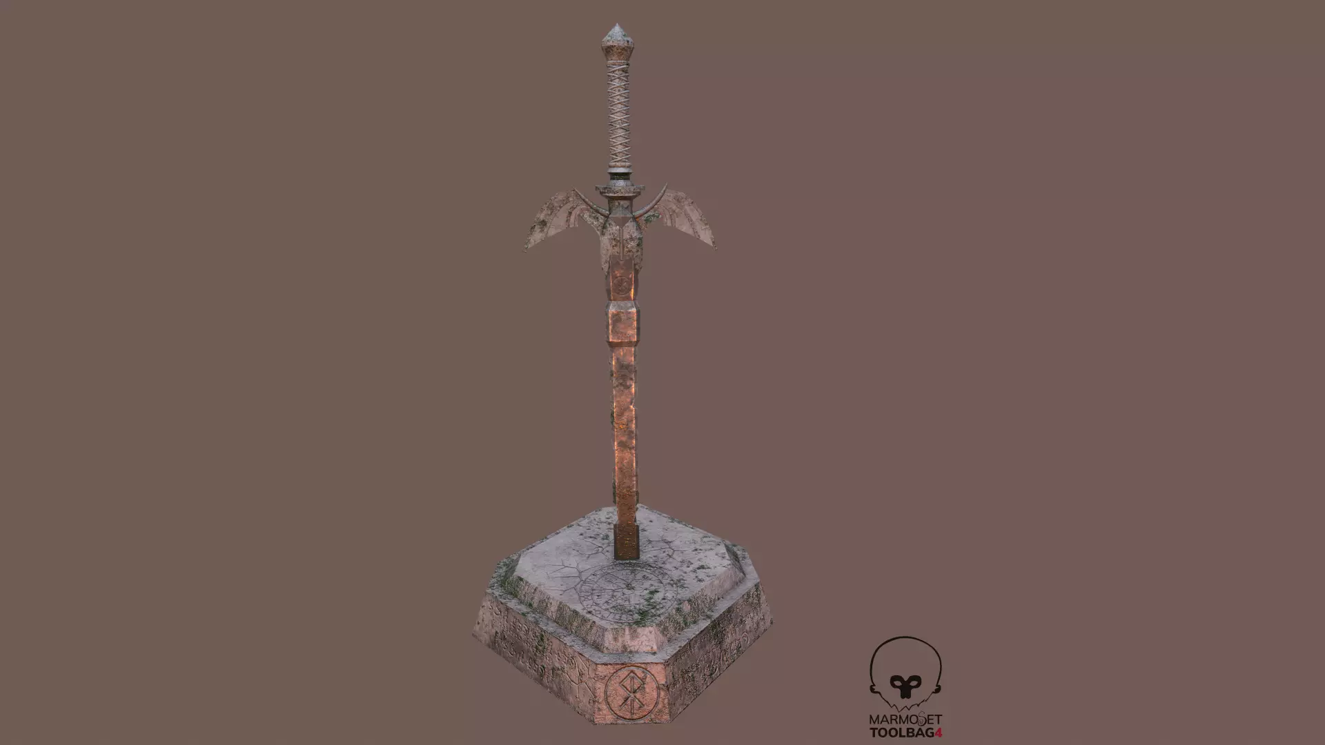  Demon Sword Statue Free low-poly 3D model_0