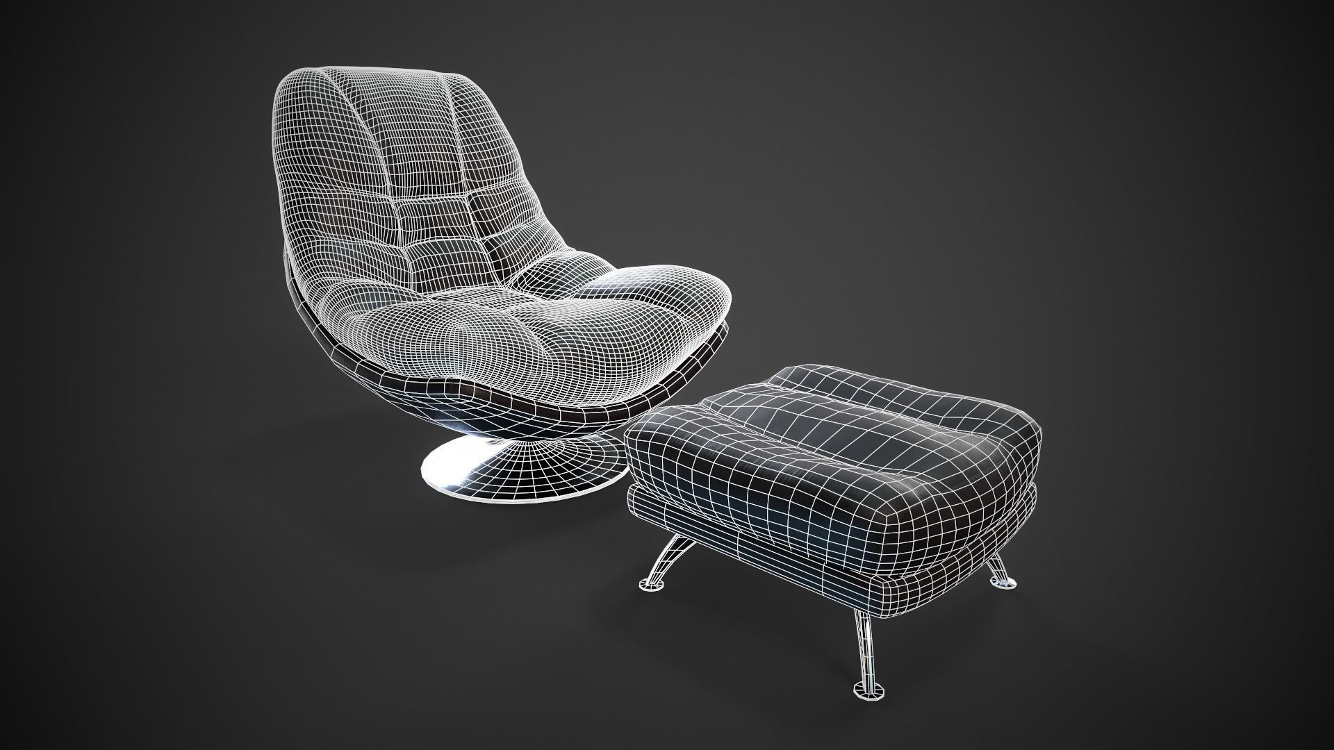 Swivel Chair Low-poly 3D model_6