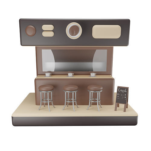 COFFEE SHOP Low-poly 3D model