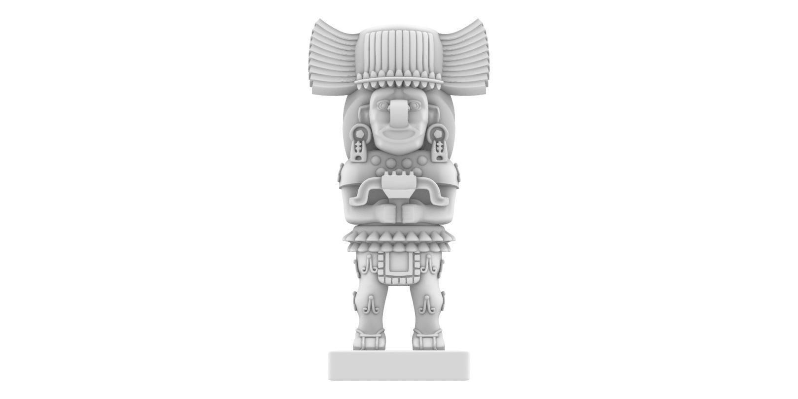 aztec statue 3D print model_6