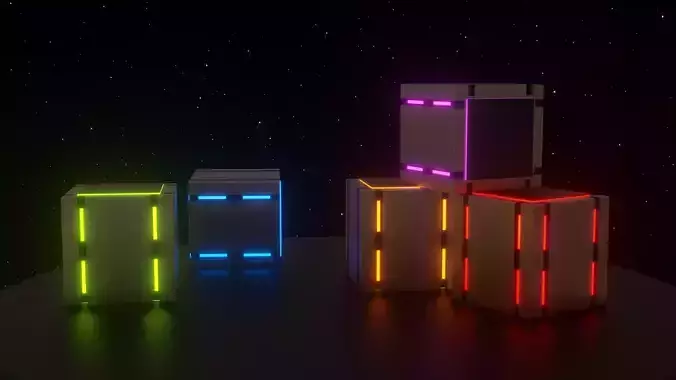 Sci-Fi Cargo Cube Low-poly 3D model