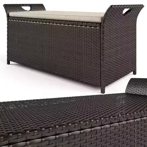 Acoidan Outdoor Rattan Storage Bench 3D model
