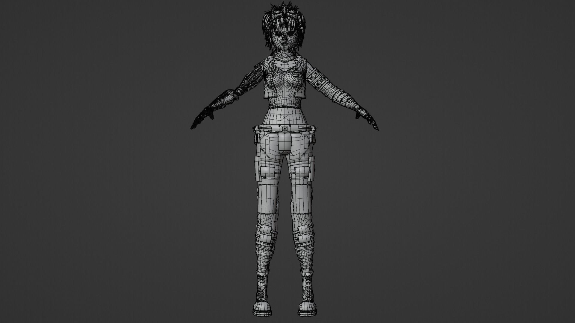 Army Girl - Mechanic Arm - Asymmetric Character 3D model_15