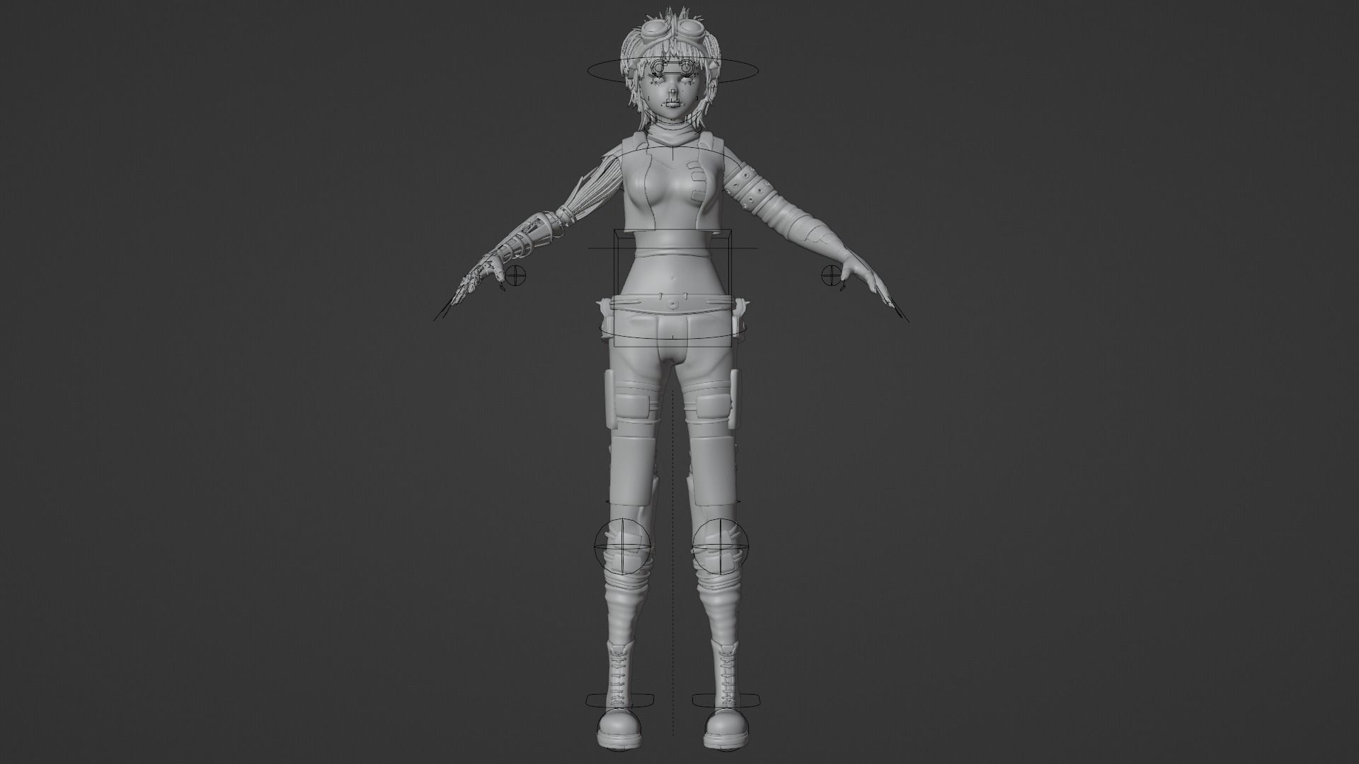 Army Girl - Mechanic Arm - Asymmetric Character 3D model_14