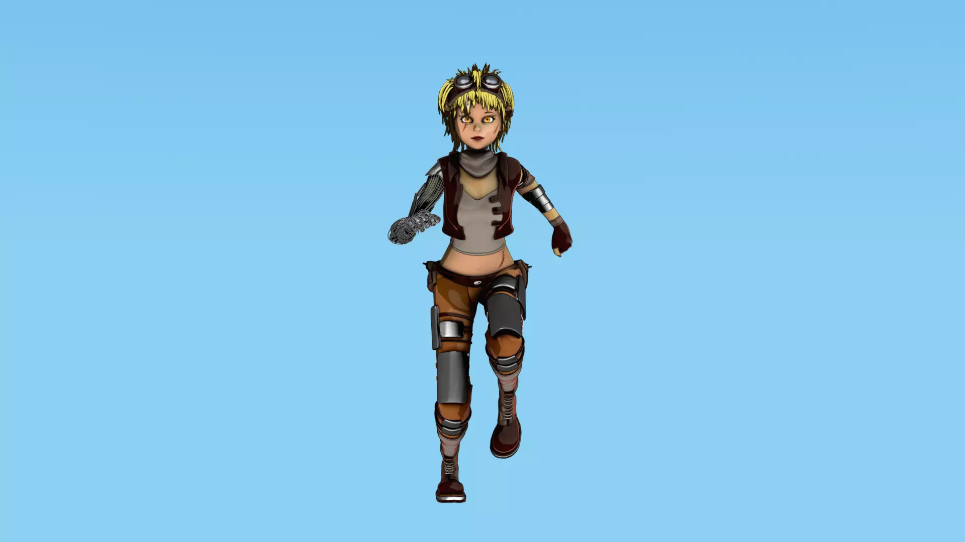 Army Girl - Mechanic Arm - Asymmetric Character 3D model_8