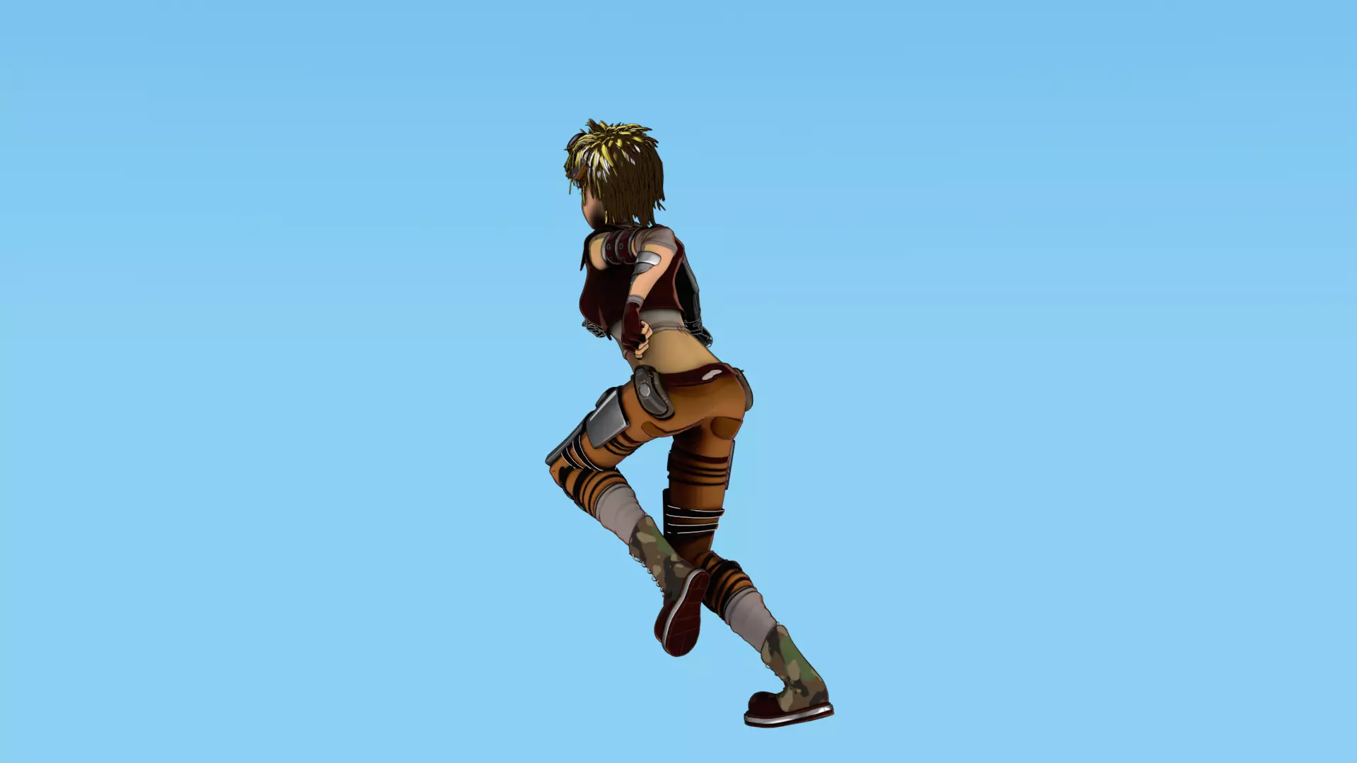 Army Girl - Mechanic Arm - Asymmetric Character 3D model_10