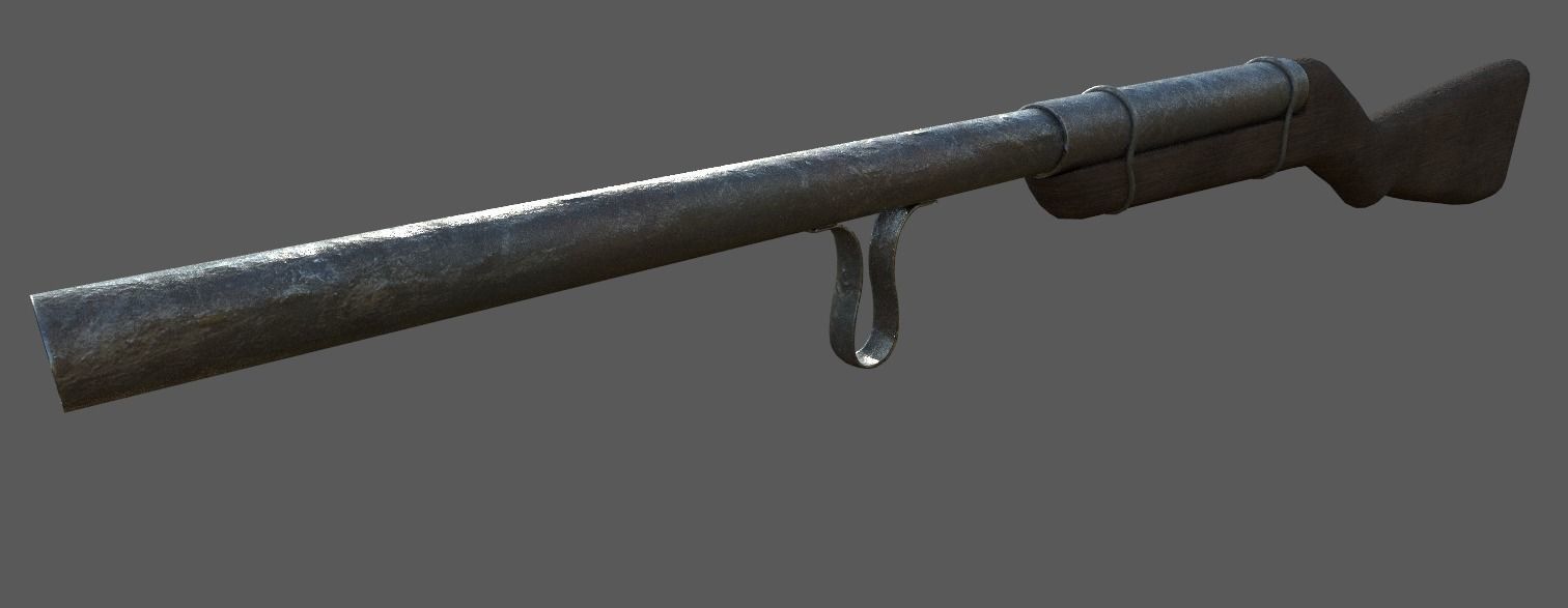 Richardson Model R-5 Slam Fire Shotgun Low Poly Free low-poly 3D model_7