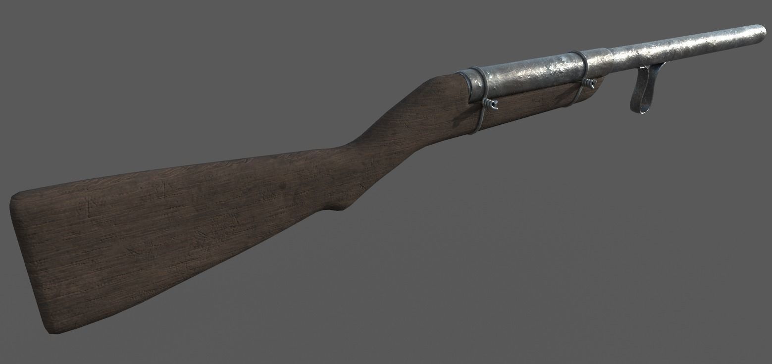 Richardson Model R-5 Slam Fire Shotgun Low Poly Free low-poly 3D model_0