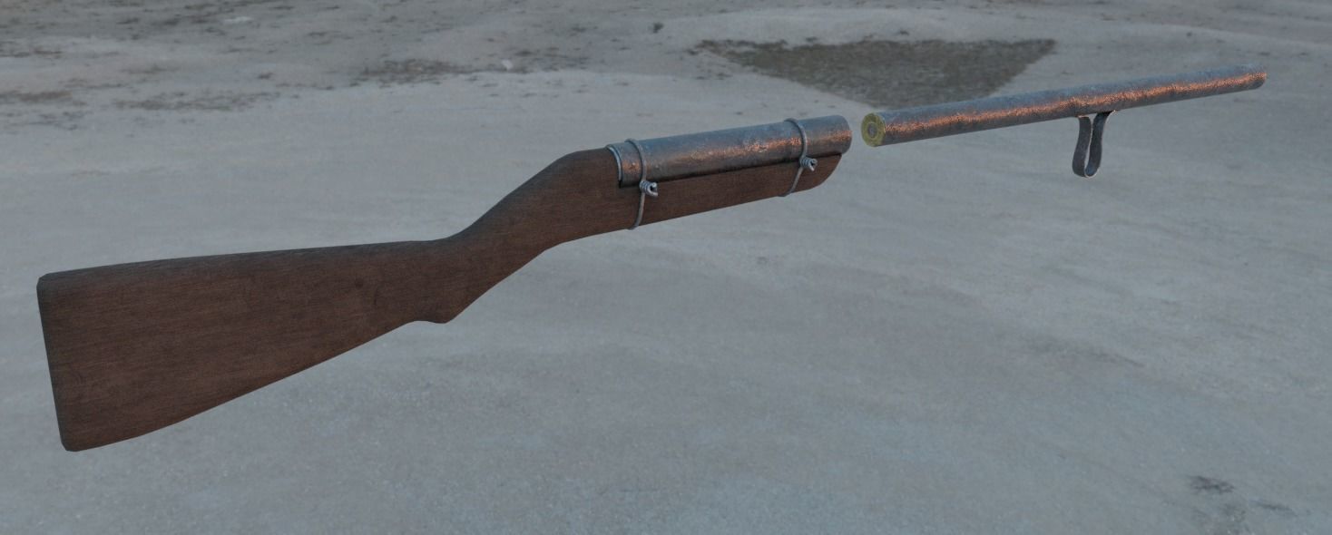 Richardson Model R-5 Slam Fire Shotgun Low Poly Free low-poly 3D model_3