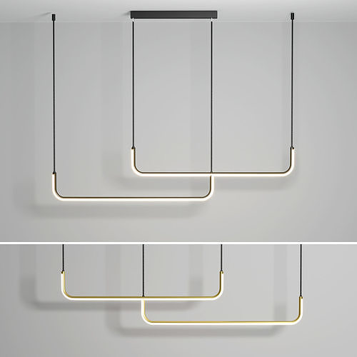 LED Pendant Light Modern Nordic Black Gold Low-poly 3D model