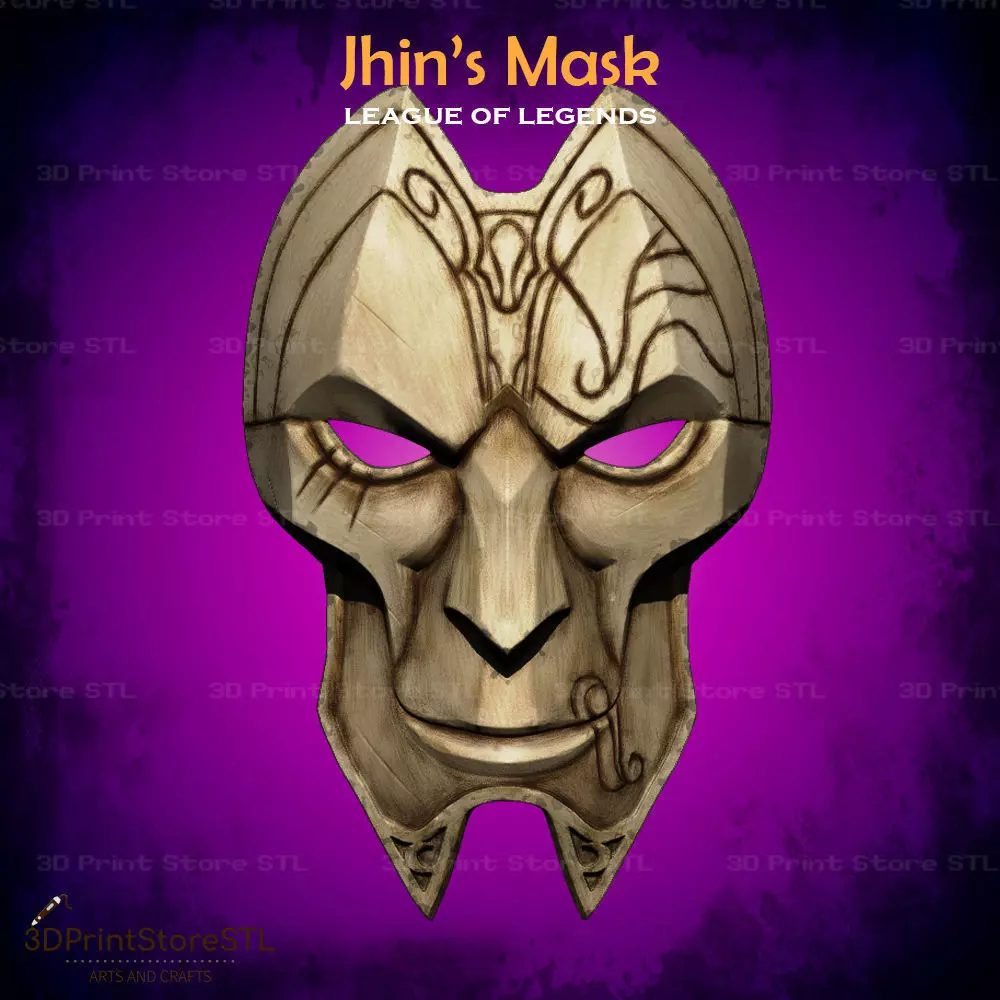 Jhin Mask Cosplay League of Legends - STL File 3D print model_0