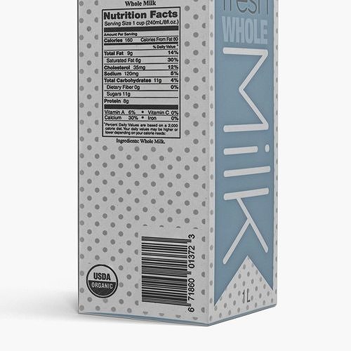Half Gallon Milk Carton 3D model 7