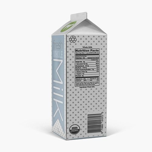 Half Gallon Milk Carton 3D model 6