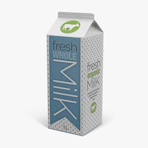 Half Gallon Milk Carton 3D model 2