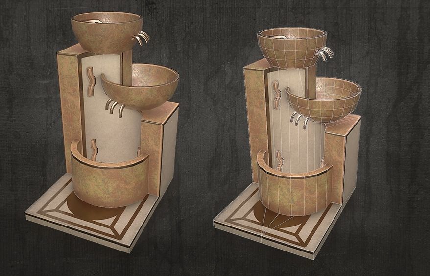 Fountains two Low-poly 3D model_1