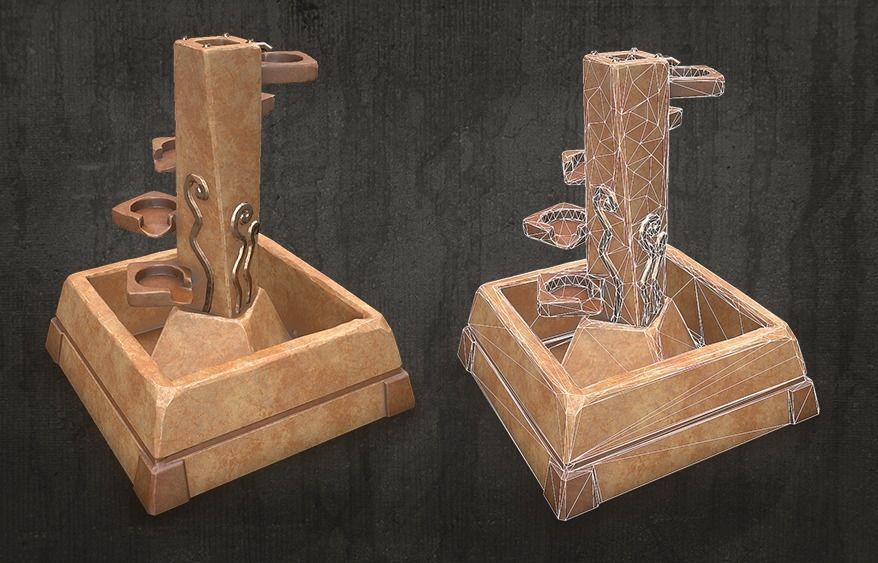 Fountains two Low-poly 3D model_6