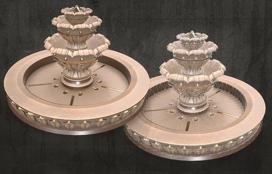 Fountains two Low-poly 3D model_3