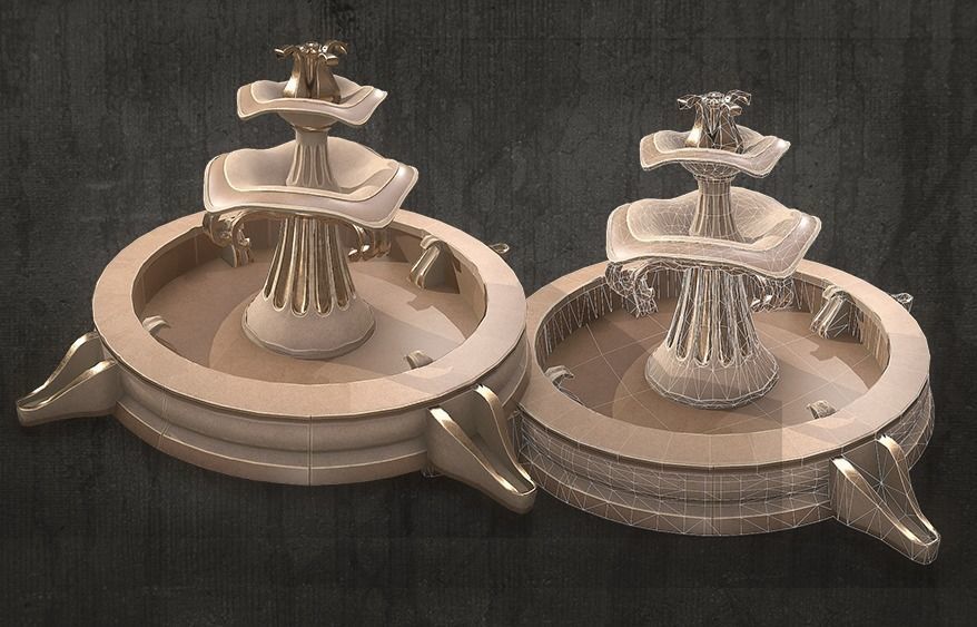 Fountains two Low-poly 3D model_2