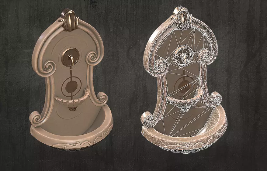 Fountains two Low-poly 3D model_0