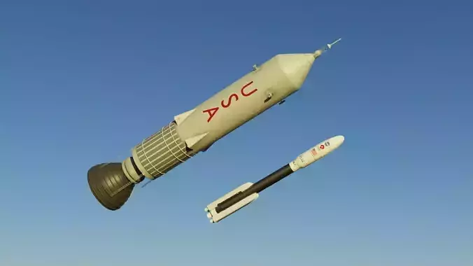 Rocket two rockets flying in sky 3D Model Collection