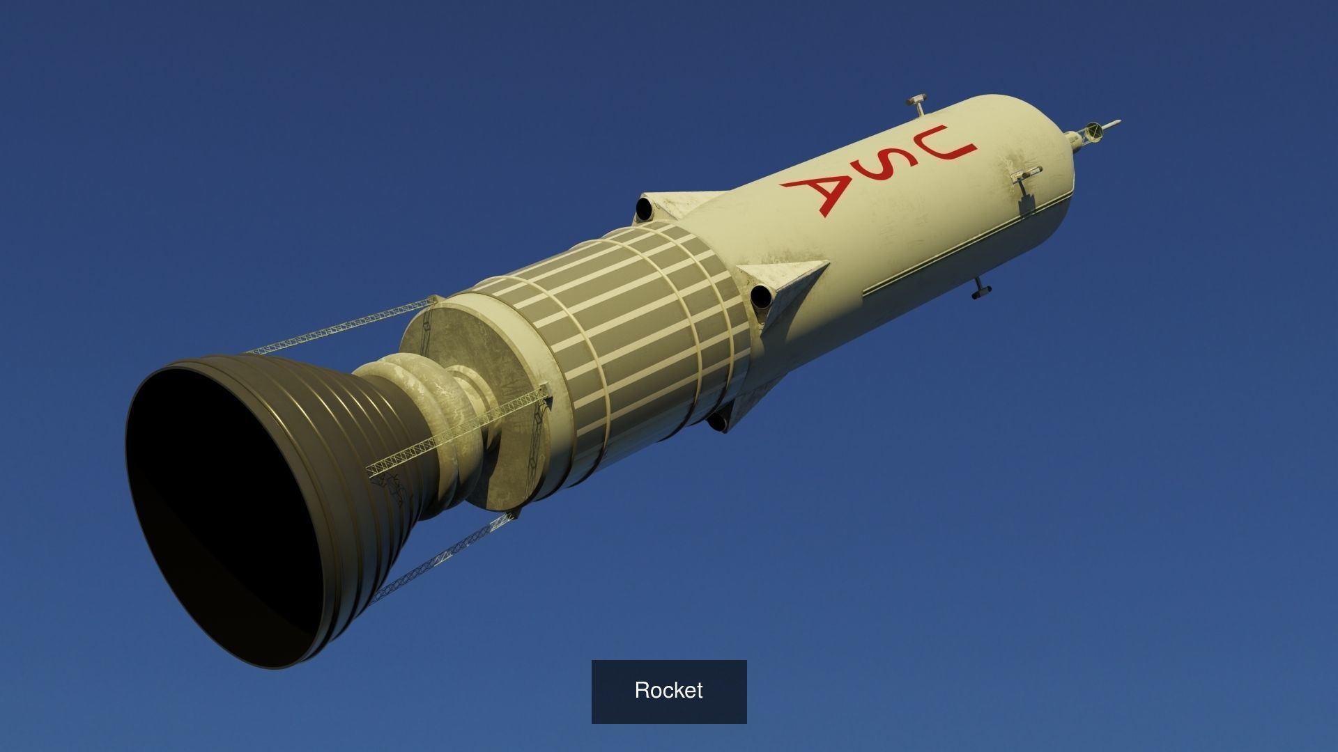 Rocket two rockets flying in sky 3D Model Collection_3