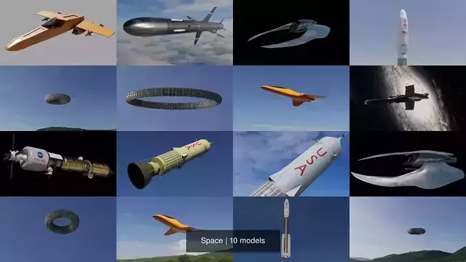 Space rocket in sky 3D Model Collection