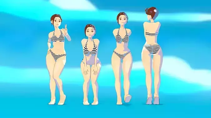 AnimeGirl1 cartoon woman in bikini