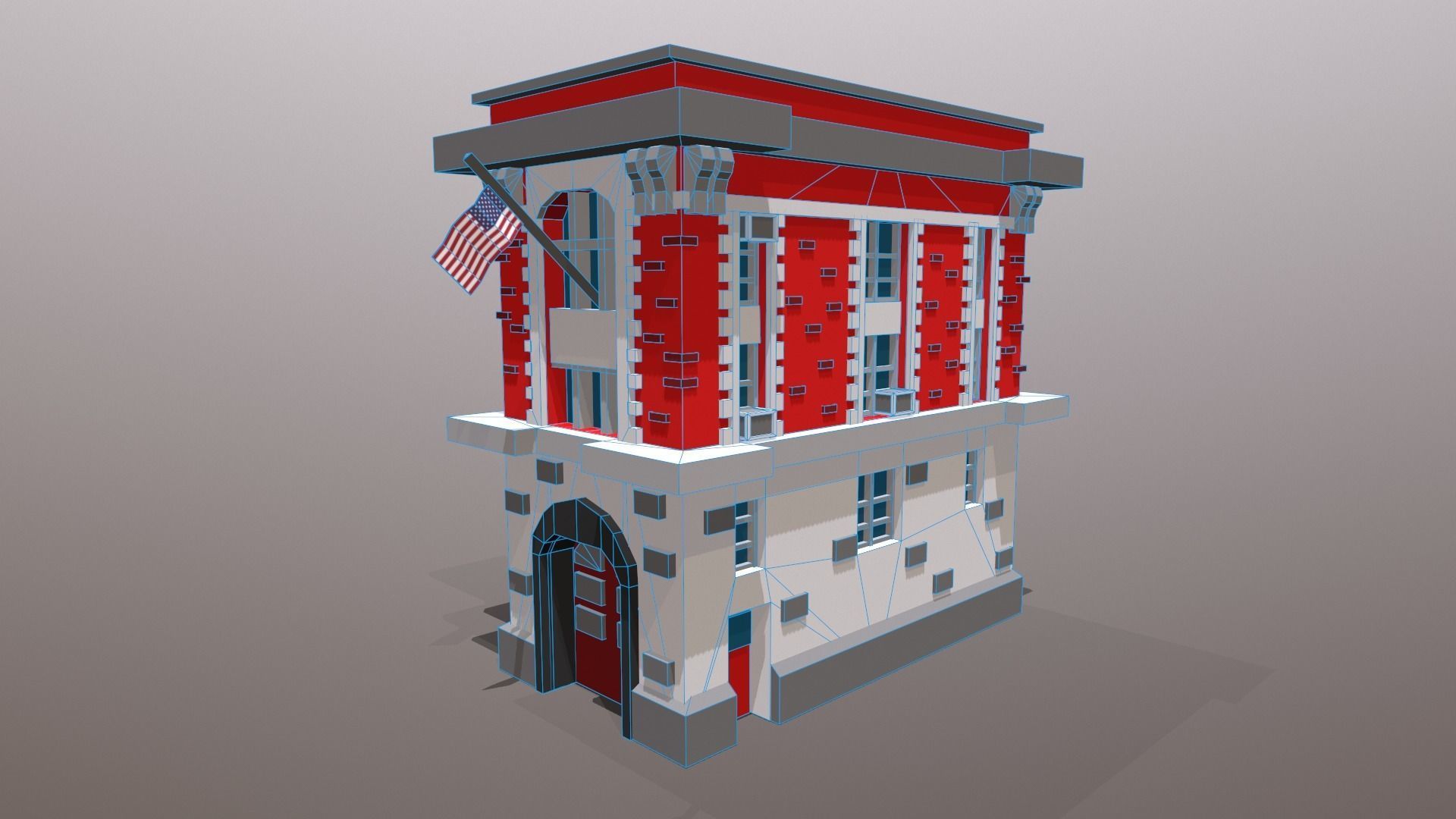 Fire Station Low Poly Low-poly 3D model_9