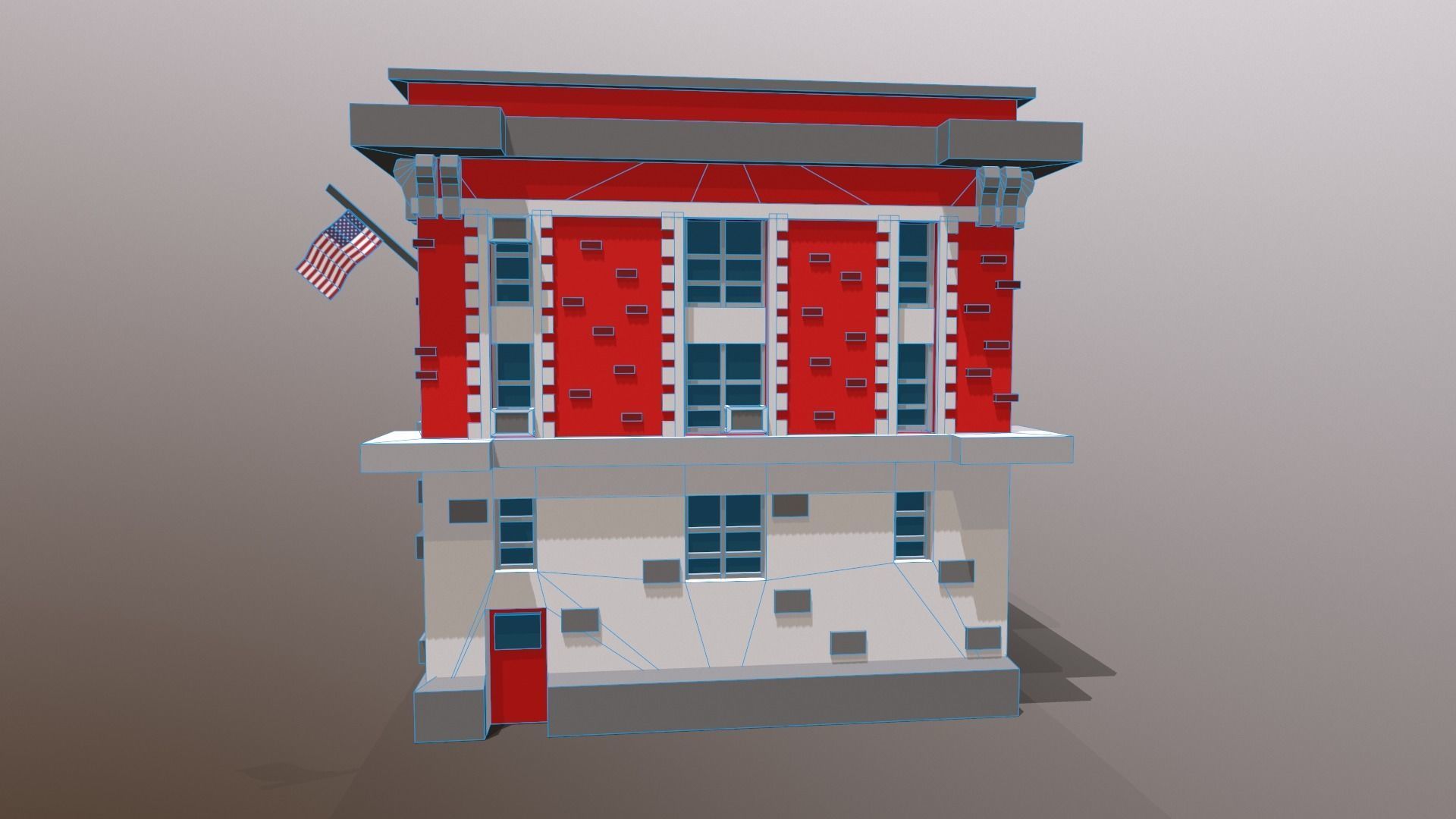 Fire Station Low Poly Low-poly 3D model_10