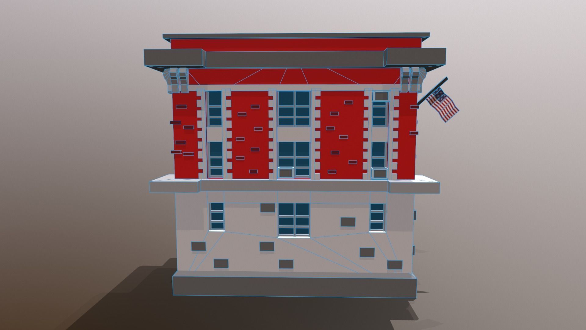 Fire Station Low Poly Low-poly 3D model_14