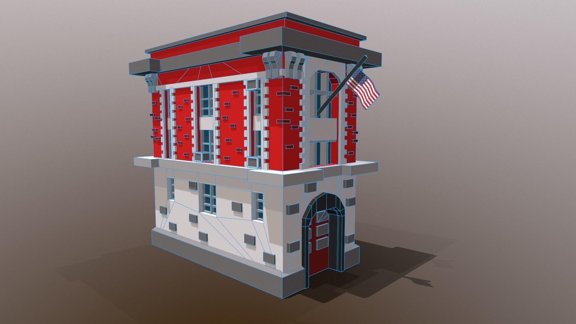Fire Station Low Poly Low-poly 3D model_7