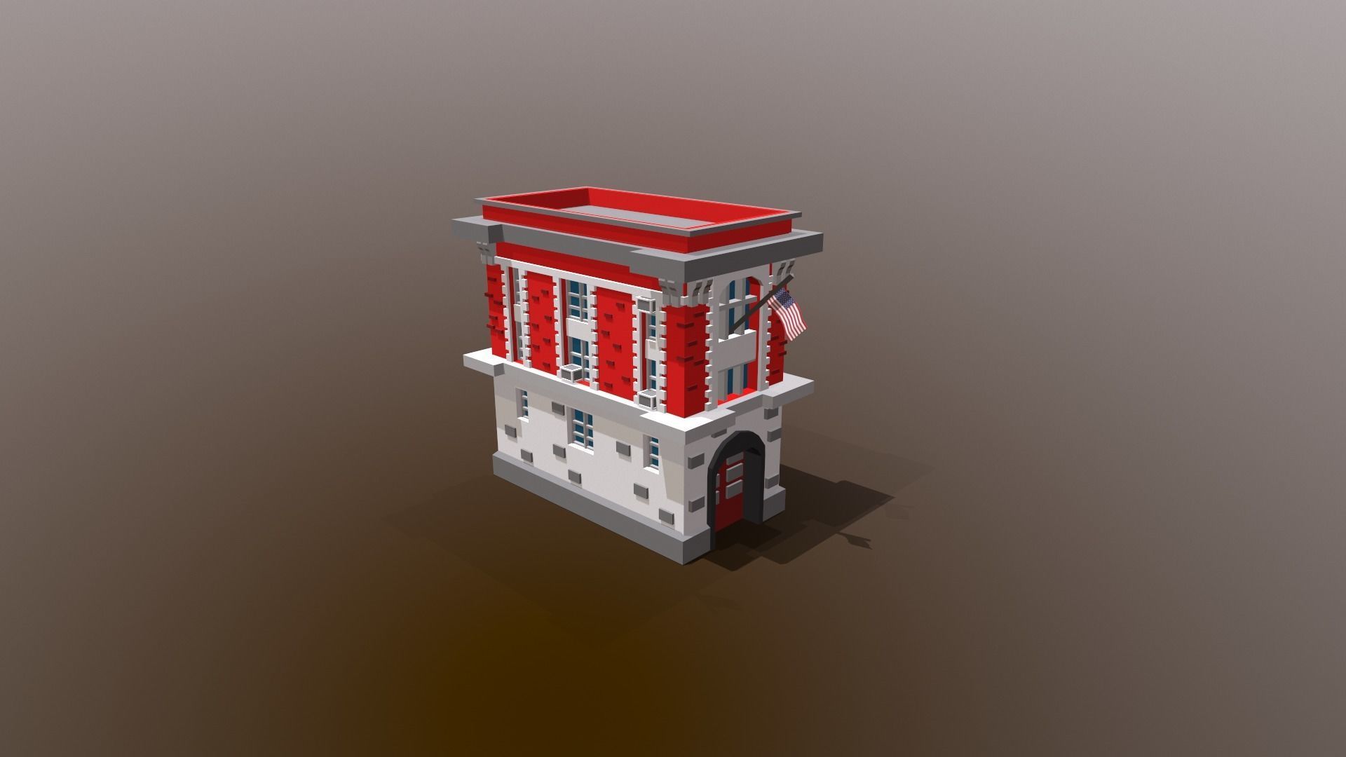 Fire Station Low Poly Low-poly 3D model_6