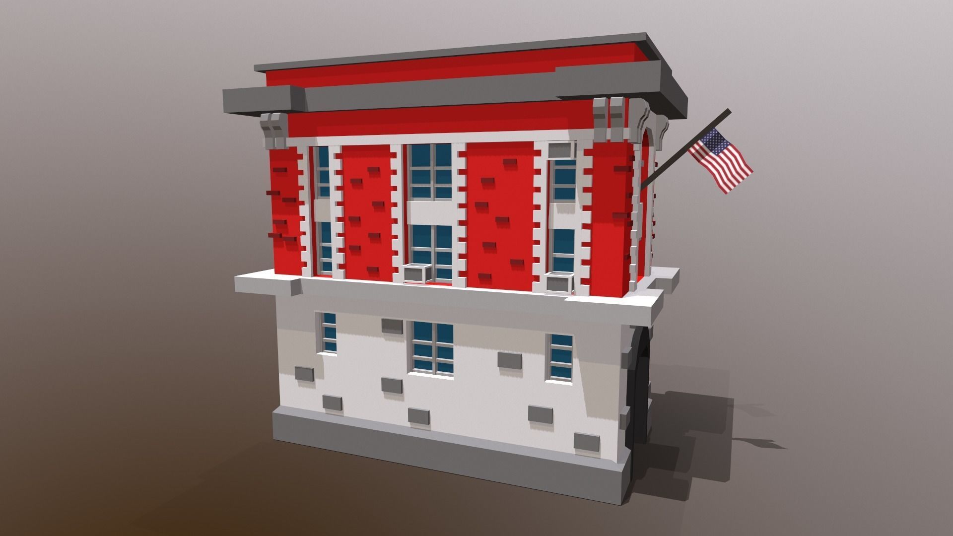 Fire Station Low Poly Low-poly 3D model_4