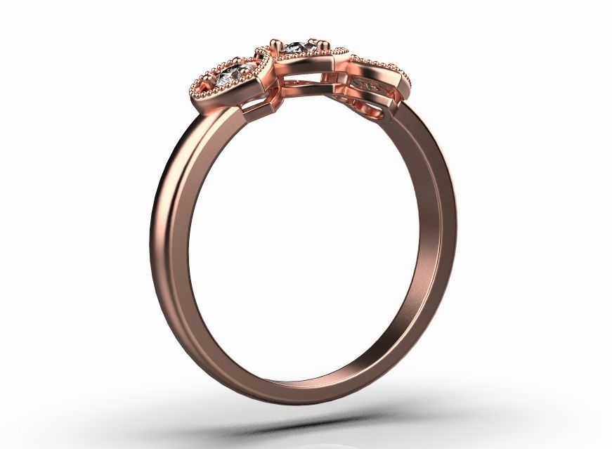 heart ring with stones 3D print model_15