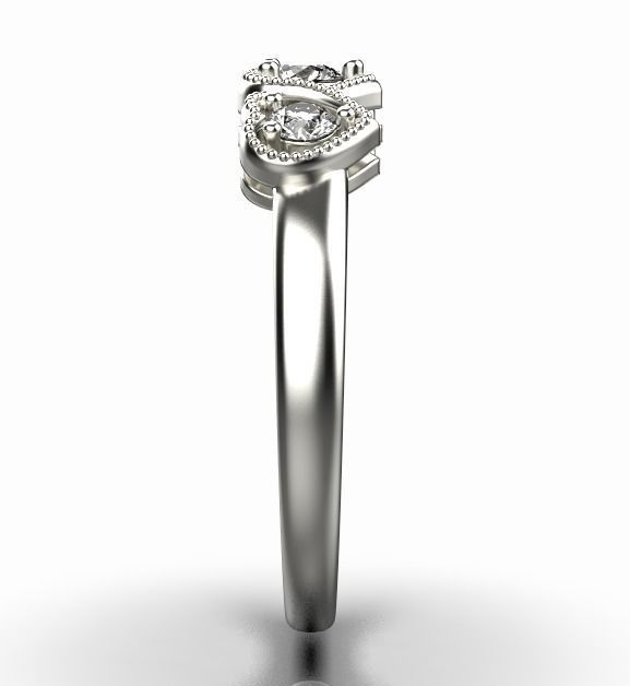 heart ring with stones 3D print model_7
