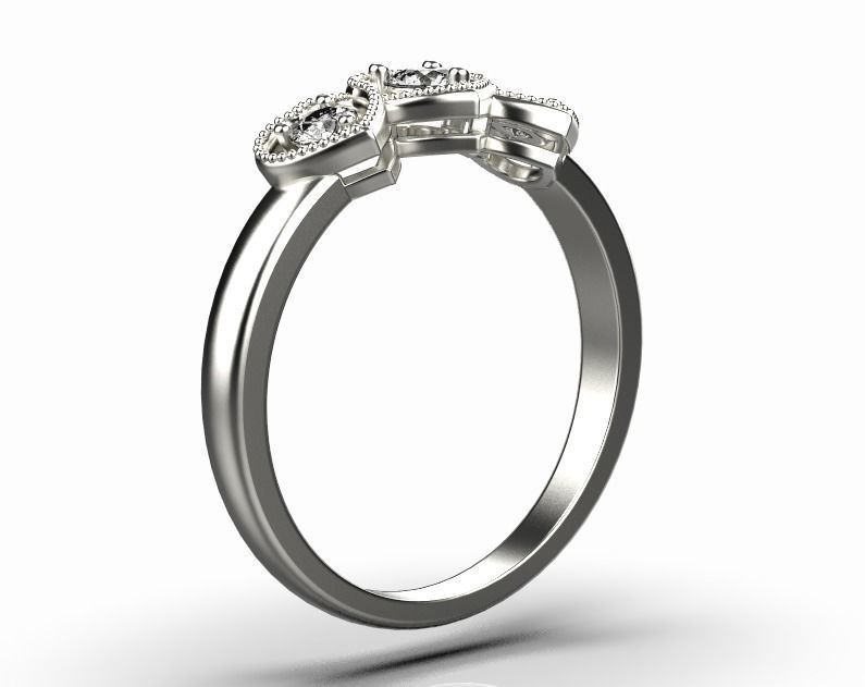 heart ring with stones 3D print model_6